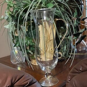 VINTAGE HURRICANE VASE 10” pedestal Clear glass in Excellent Condition No Chips